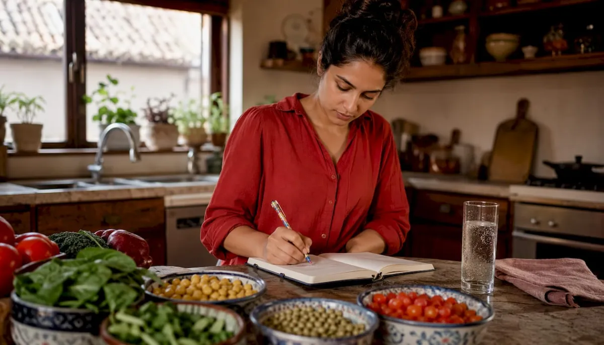 Woman planning balanced vegetarian meals
