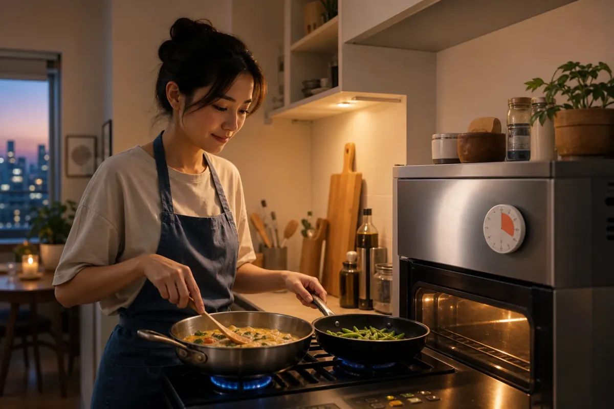 Master parallel cooking with smart step timers, coordinated oven and stovetop moves, and a 30-minute plan so mains and sides finish together every time.